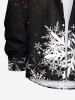 Chemise à manches longues boutonnée grande taille à imprimé flocons de neige de Noël ombré pour hommes - Noir M