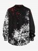 Plus Size Ombre Christmas Snowflake Print Button Long Sleeves Shirt For Men -  