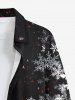 Plus Size Ombre Christmas Snowflake Print Button Long Sleeves Shirt For Men -  