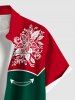 Plus Size Christmas Flower Leaf Holly Colorblock Print Button Pocket Shirt For Men -  