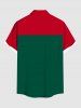Chemise à poches boutonnées grande taille pour homme, imprimée de fleurs de Noël, de feuilles de houx et de couleurs contrastées. - Vert 2XL