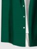 Chemise à poches boutonnées grande taille pour homme, imprimée de fleurs de Noël, de feuilles de houx et de couleurs contrastées. - Vert 2XL