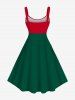 Robe trapèze grande taille à imprimé fleurs et houx de Noël - Vert profond 2X