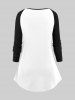 T-shirt à manches longues pour femme, imprimé bonhomme de neige de Noël, grandes tailles - Noir XS