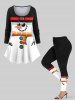 T-shirt à manches longues pour femme, imprimé bonhomme de neige de Noël, grandes tailles - Noir XS