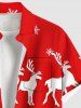 Plus Size Christmas Elk Snowflake Print Buttons Pocket Shirt For Men -  