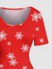 Plus Size Christmas Elk Snowflake Print Vintage Dress -  
