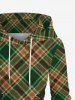 Plus Size Christmas Tree Plaid Print Lace Up Hooded A Line Dress -  