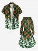 Plus Size Christmas Tree Plaid Print Lace Up Hooded A Line Dress -  