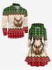 Plus Size 3D Knit Christmas Tree Elk Zig Zag Print Hooded Lace Up A Line Dress -  
