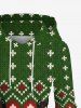 Plus Size 3D Knit Christmas Tree Elk Zig Zag Print Hooded Lace Up A Line Dress -  