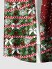 Plus Size Christmas Tree Flower Snowflake Paint Drop Print Button Pocket Shirt For Men -  