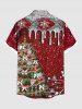 Plus Size Christmas Tree Flower Snowflake Paint Drop Print Button Pocket Shirt For Men -  