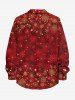 Plus Size Christmas Snowflake Tie Dye Print Buttons Pocket Shirt For Men -  