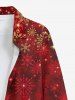 Plus Size Christmas Snowflake Tie Dye Print Buttons Pocket Shirt For Men -  