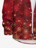 Plus Size Christmas Snowflake Tie Dye Print Buttons Pocket Shirt For Men -  