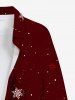 Plus Size Christmas Snowflake Ombre Print Buttons Pocket Shirt For Men -  