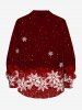 Plus Size Christmas Snowflake Ombre Print Buttons Pocket Shirt For Men -  