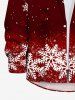 Plus Size Christmas Snowflake Ombre Print Buttons Pocket Shirt For Men -  