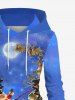 Robe à capuche grande taille avec imprimé galaxie, sapin de Noël, Père Noël et traîneau, lacets et cordon de serrage - Bleu Ciel 3X