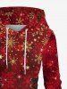 Plus Size Christmas Snowflake Tie Dye Print Lace Up Drawstring Hoodie Dress -  