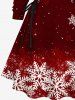 Plus Size Christmas Snowflake Ombre Print Lace Up Drawstring Hoodie Dress -  