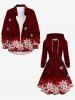 Plus Size Christmas Snowflake Ombre Print Lace Up Drawstring Hoodie Dress -  