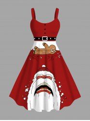 Robe débardeur grande taille à imprimé colorblock Père Noël et pain d'épice - Rouge M