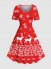 Christmas Elk Snowflake Print Plus Size Matching Outfit For Couples -  