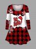 Christmas Hat Plaid Snowflake Print Plus Size Matching Outfit For Couples -  