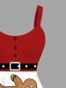 Ensemble assorti grande taille pour couples, imprimé colorblock Père Noël et pain d'épice - Rouge 