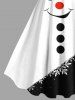Christmas Snowman Face Snowflake Colorblock Print Plus Size Matching Outfit For Couples -  