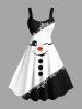 Christmas Snowman Face Snowflake Colorblock Print Plus Size Matching Outfit For Couples -  