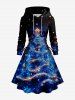 Glitter Christmas Tree Galaxy Print Plus Size Matching Outfit For Couples -  