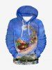 Christmas Tree Santa Claus Elk Sled Galaxy Print Plus Size Matching Outfit For Couples -  