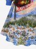 Christmas Tree Santa Claus Elk Sled Galaxy Print Plus Size Matching Outfit For Couples -  