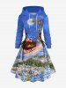 Christmas Tree Santa Claus Elk Sled Galaxy Print Plus Size Matching Outfit For Couples -  