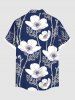 Plus Size Flowers Leaf Print Buttons Pocket Hawaii Shirt For Men -  