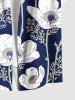 Plus Size Flowers Leaf Print Buttons Pocket Hawaii Shirt For Men -  