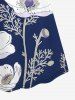 Robe à bretelles croisées à imprimé floral et feuilles grande taille, style hawaïen - Bleu Marine L