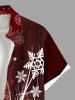 Chemise homme grande taille à imprimé 3D pailleté flocons de neige ombrés, boutons et poche - Rouge S