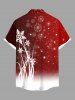 Plus Size Christmas Snowflake Ombre Colorblock Glitter 3D Print Buttons Pocket Shirt For Men -  