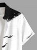 Plus Size Christmas Snowman Face Snowflake Colorblock Print Buttons Pocket Shirt For Men -  