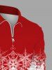 Polo à fermeture éclair grande taille pour homme, imprimé flocons de neige de Noël colorblock, motif flocons de neige. - Rouge S
