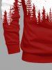 Polo grande taille pour homme, imprimé colorblock sapin de Noël et élan - Rouge S