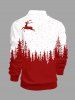 Polo grande taille pour homme, imprimé colorblock sapin de Noël et élan - Rouge S