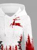 Plus Size Christmas Tree Elk Colorblock Print Lace Up Drawstring Hoodie Dress -  
