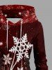 Robe à capuche grande taille à imprimé flocons de neige ombré, paillettes et colorblock, laçage et cordon de serrage - Rouge L