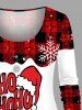 Plus Size Christmas Hat Plaid Snowflake Print Long Sleeves T-shirt -  