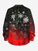 Chemise à manches longues boutonnée grande taille pour homme, imprimé ombré flocons de neige, teinture tie-dye - Noir 4XL